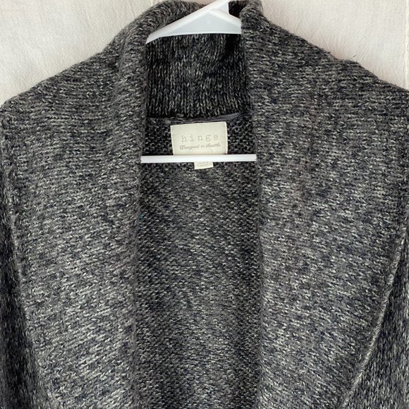 HINGE Knit Shawl Collar Oversized Cardigan Gray Marled Single Button Small - Picture 4 of 10